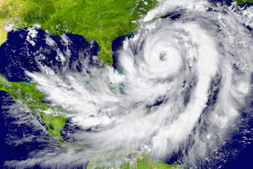 The view of a hurricane from above the earth in a artificial way